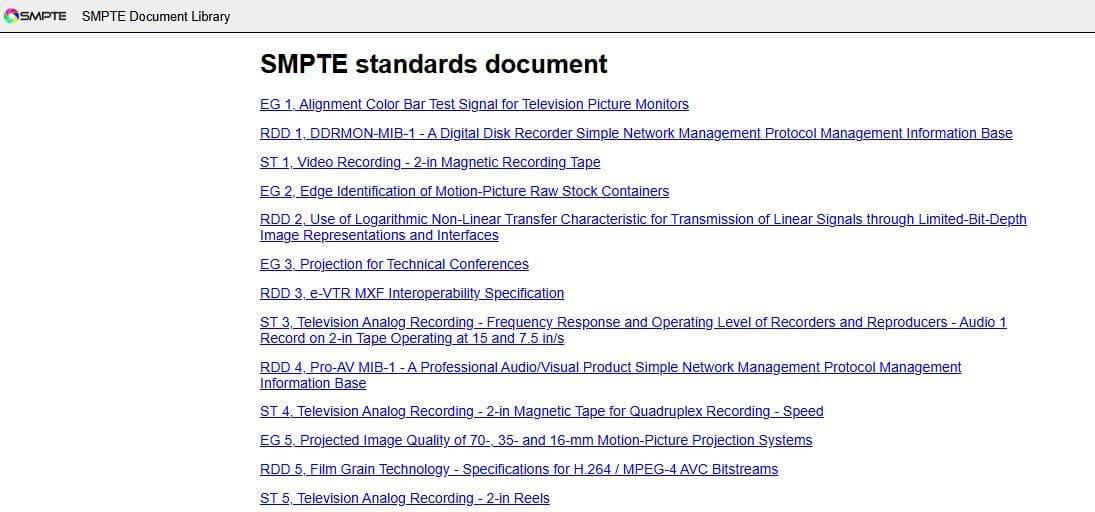 SMPTE standards document